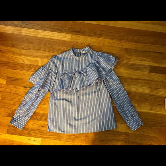 &other stories striped asymmetrical ruffle top - Picture 1 of 2